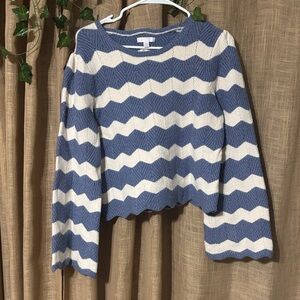 LC Lauren Conrad Navy and Cream Zigzag Sweater